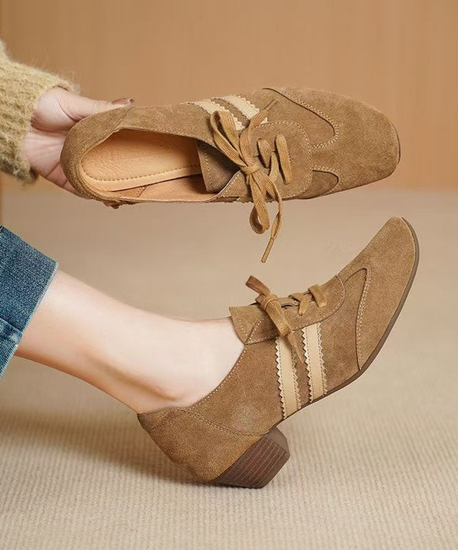 New Casual Splicing Chunky Shoes Red Suede Lace Up