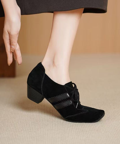 New Casual Splicing Chunky Shoes Red Suede Lace Up