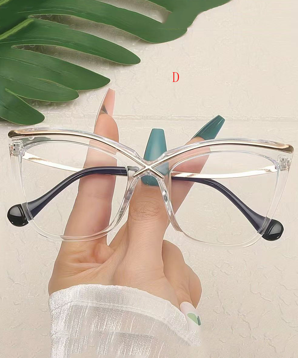 New Cat Eye Metal Anti Blue Light Full Frame Reading Glasses