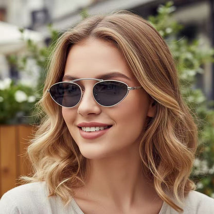 New Chic Silver Metal Versatile Sunglasses
