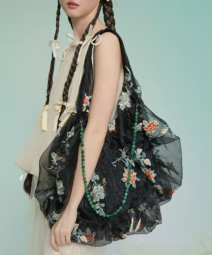 New Chinese Apricot Embroidery Organza Shoulder Bag