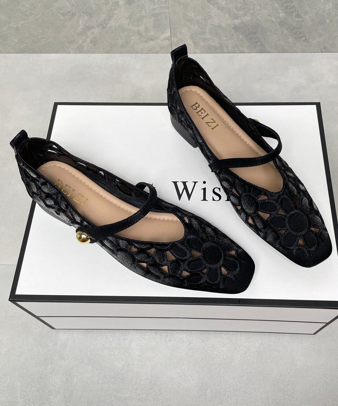 New Chinese Style Black Satin Embroidered Flat Shoes Buckle Strap