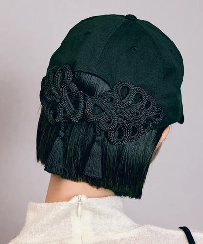 New Chinese Style Green Oriental Button Tassel Baseball Cap Hat