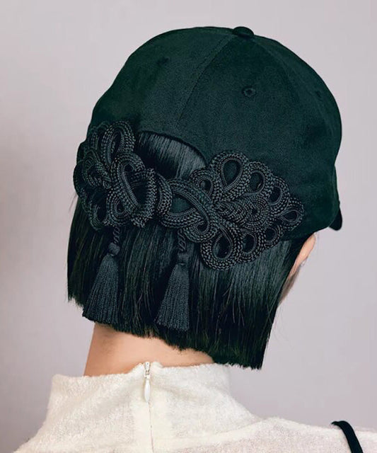 New Chinese Style Green Oriental Button Tassel Baseball Cap Hat
