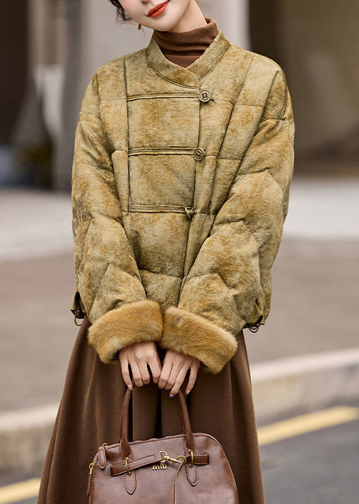 New Chinese Style Jacquard Fur Duck Down Jacket Winter