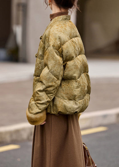 New Chinese Style Jacquard Fur Duck Down Jacket Winter