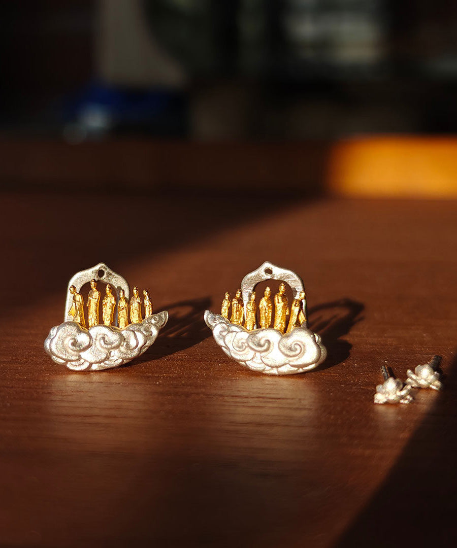 New Chinese Style Unique Design Silver Stud Earrings