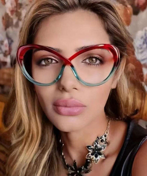 New Color Blocked Cross Irregular Pattern Full Frame Reading Glasses