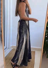 Load image into Gallery viewer, New Colorblock Backless Print Cotton Maxi Dress Sleeveless