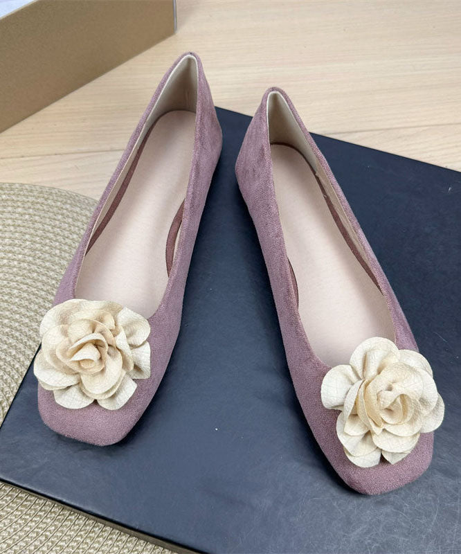 New Comfy Splicing Flat Shoes For Women Green Suede Floral