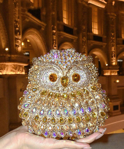 New Design Pink An Owl Studded Zircon Crossbody Bag