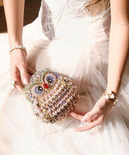 New Design Pink An Owl Studded Zircon Crossbody Bag