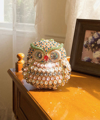 New Design Pink An Owl Studded Zircon Crossbody Bag