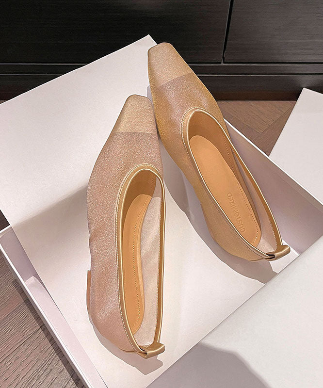 New Elegant Versatile Apricot Tulle Flats Shoes