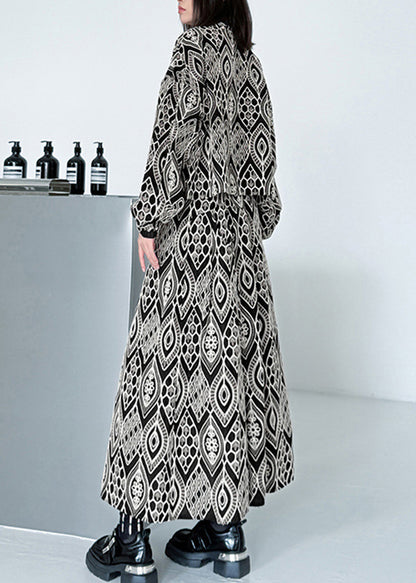 New Embroidered High Collar Print Top And Skirt Two Piece Set For Autumn