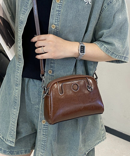 New Fashion Coffee Calf Leather Versatile Crossbody Bag