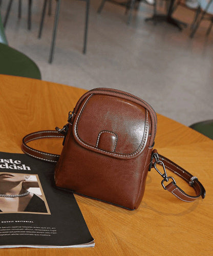 New Fashion Versatile Coffee Calf Leather Crossbody Bag