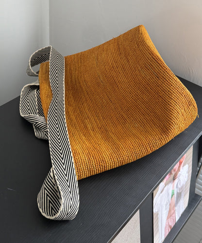 New Ginger Yellow Versatile Straw Woven Bucket Bag
