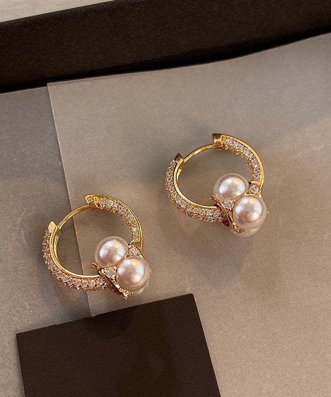 New Gold Zircon Gilding Pearl Earrings