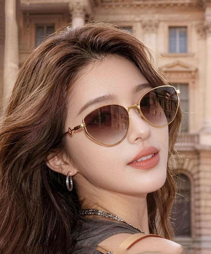 New Gradient Color Gold Metal UV Protection Sunglasses