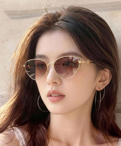 New Gradient Color Gold Metal UV Protection Sunglasses