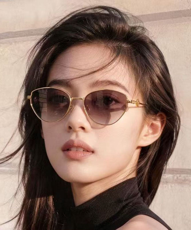 New Gradient Color Gold Metal UV Protection Sunglasses