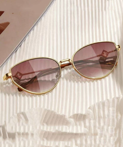 New Gradient Color Gold Metal UV Protection Sunglasses