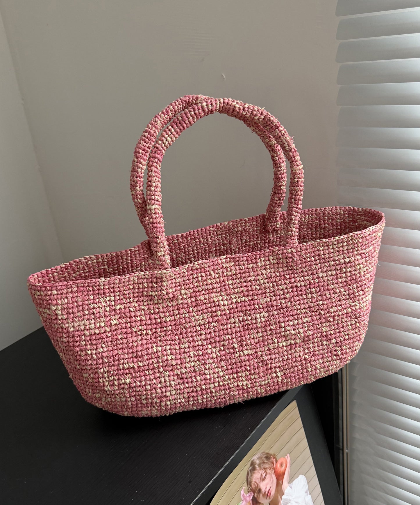 New Green Hand Straw Woven Fashionable Tote Bag