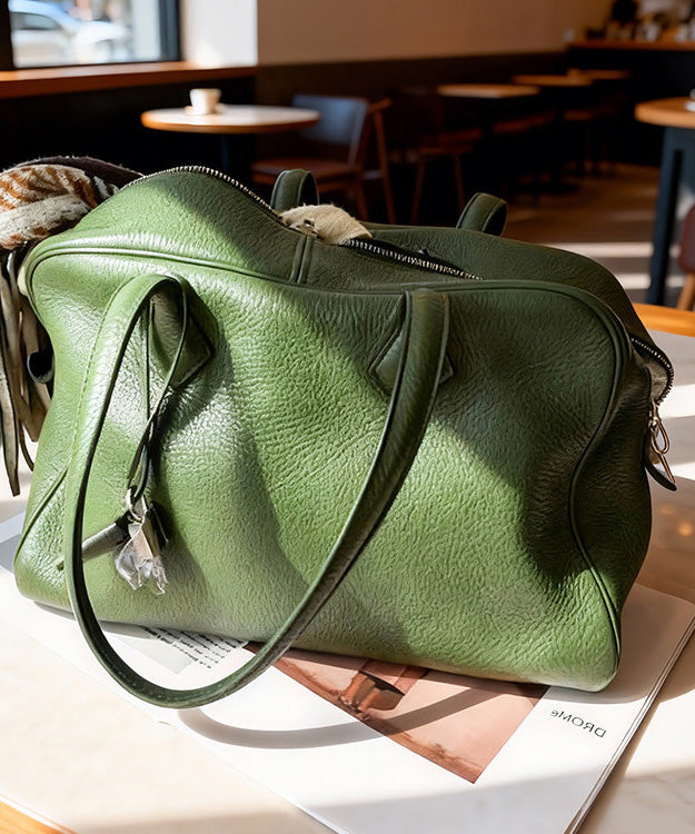 New Green Large Capacity Durable Calf Leather Tote Bag
