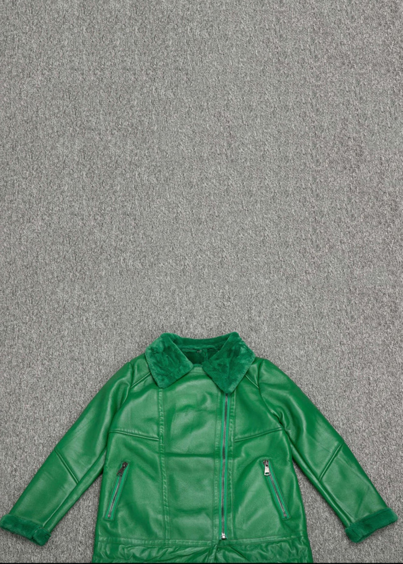 New Green Peter Pan Collar Patchwork cotton blend Coat Winter