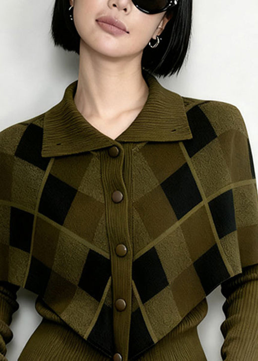 New Green Peter Pan Collar Patchwork False Two Pieces Knit Top Spring