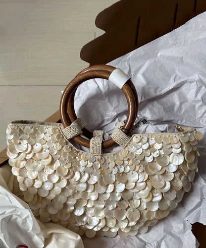 New Handmade Beige Natural Shell Tote Bag