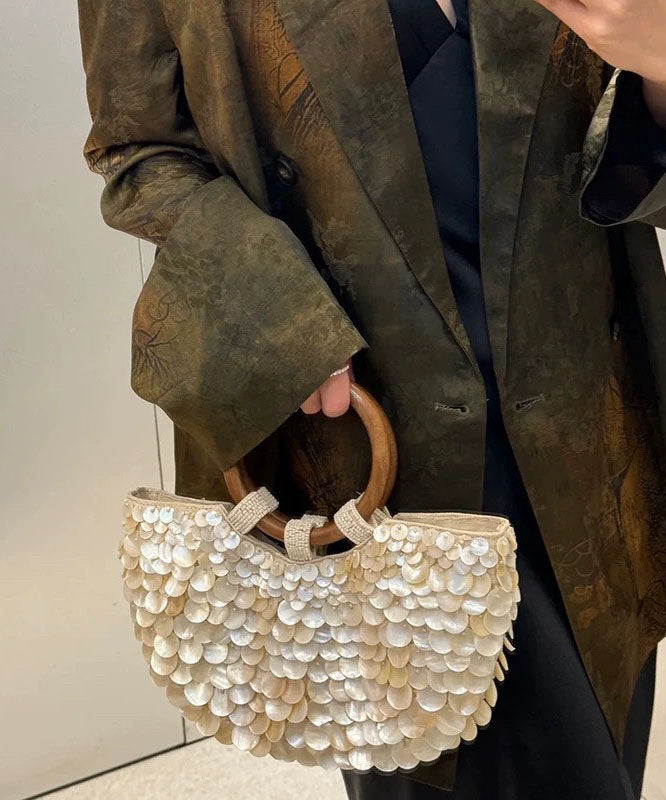 New Handmade Beige Natural Shell Tote Bag