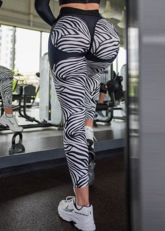 New High Waist Butt Scrunch Zebra Pattern Yoga Pants