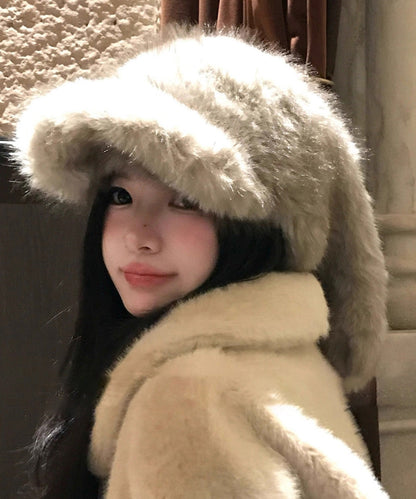 New Korean Cute Brown Warm and Versatile Plush Hat
