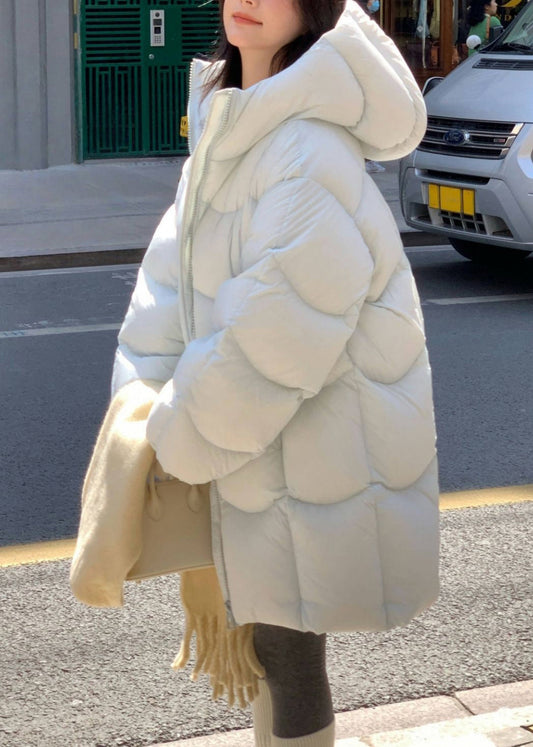 New Light Blue Hooded Zippered Pockets Duck Down Down Coats Winter