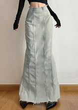 Load image into Gallery viewer, New Light Blue Side Open High Waist Denim Skirt Fall