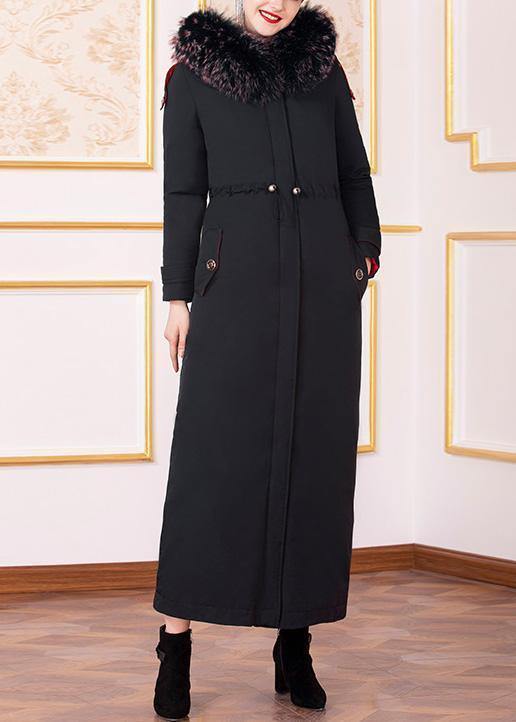 New Loose fitting winter jacket hooded winter outwear black drawstring goose Down coat - SooLinen