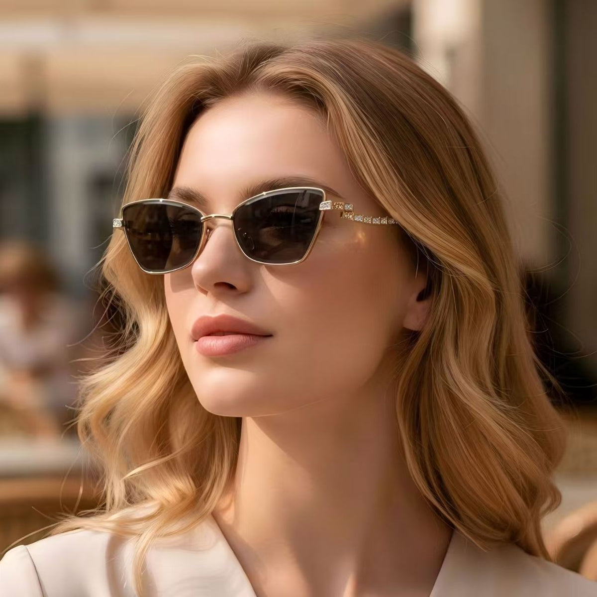 New Luxury And Versatile Brown Zircon Sunglasses