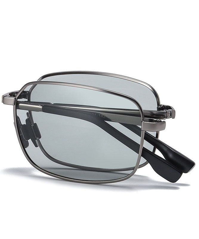 New Men's Grey Metal Polarized Folding Sunglasses