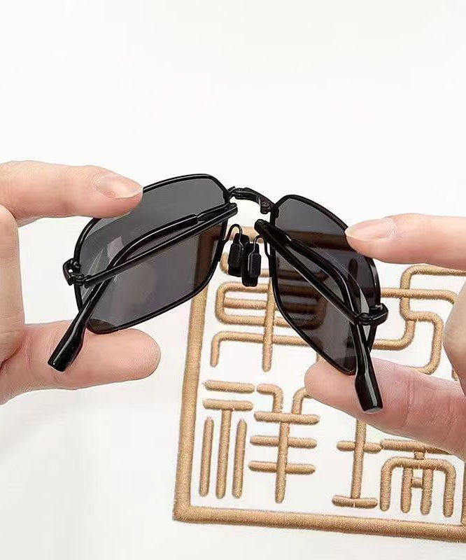 New Men's Grey Metal Polarized Folding Sunglasses