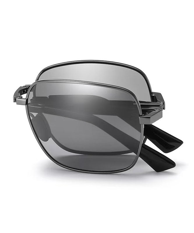 New Men's Grey Metal Polarized Folding Sunglasses