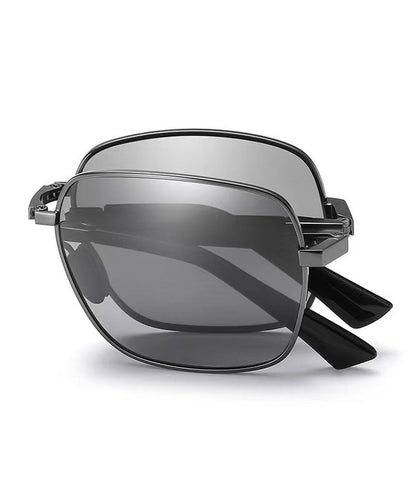 New Men's Grey Metal Polarized Folding Sunglasses