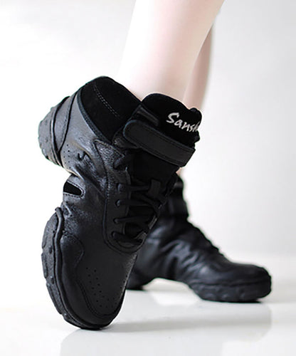 New Modern Black Dance Shoes Cowhide Leather Soft Soles