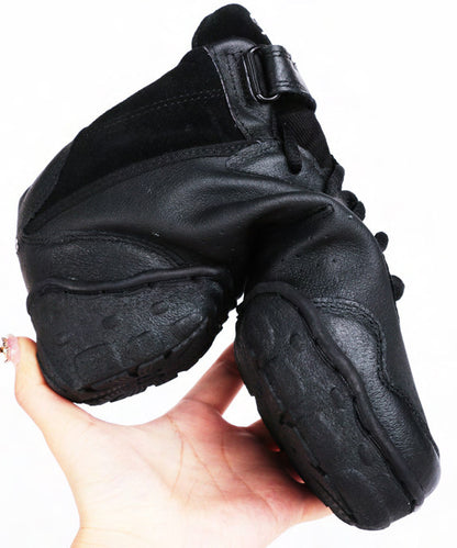 New Modern Black Dance Shoes Cowhide Leather Soft Soles