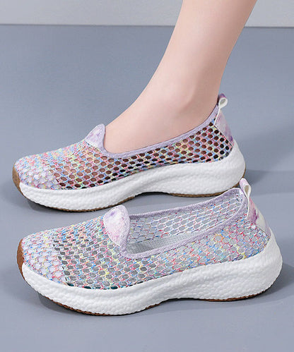 New Multicolor Splicing Breathable Mesh Flat Shoes For Women