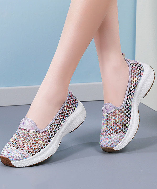 New Multicolor Splicing Breathable Mesh Flat Shoes For Women