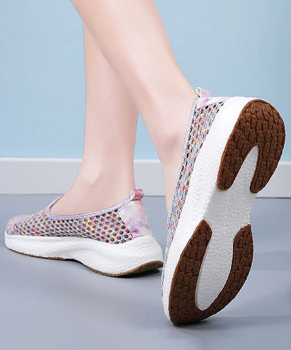 New Multicolor Splicing Breathable Mesh Flat Shoes For Women