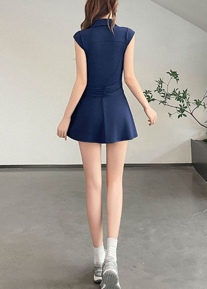 New Navy Peter Pan Collar Button Tennis Dresses Summer