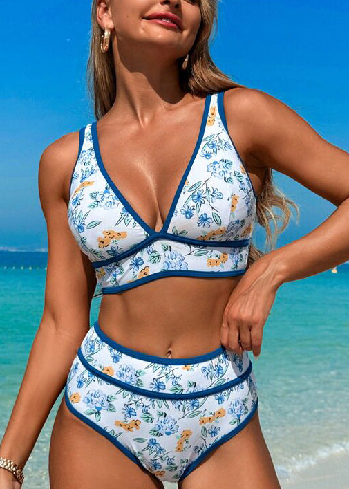 New Peacock Blue Bikini Sports Split Swimwear Set